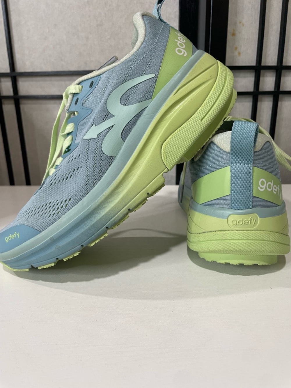 Gravity Defyer Women's GDEFY Lauff Athletic Shoes - Light Blue & Lime - Picture 2 of 9